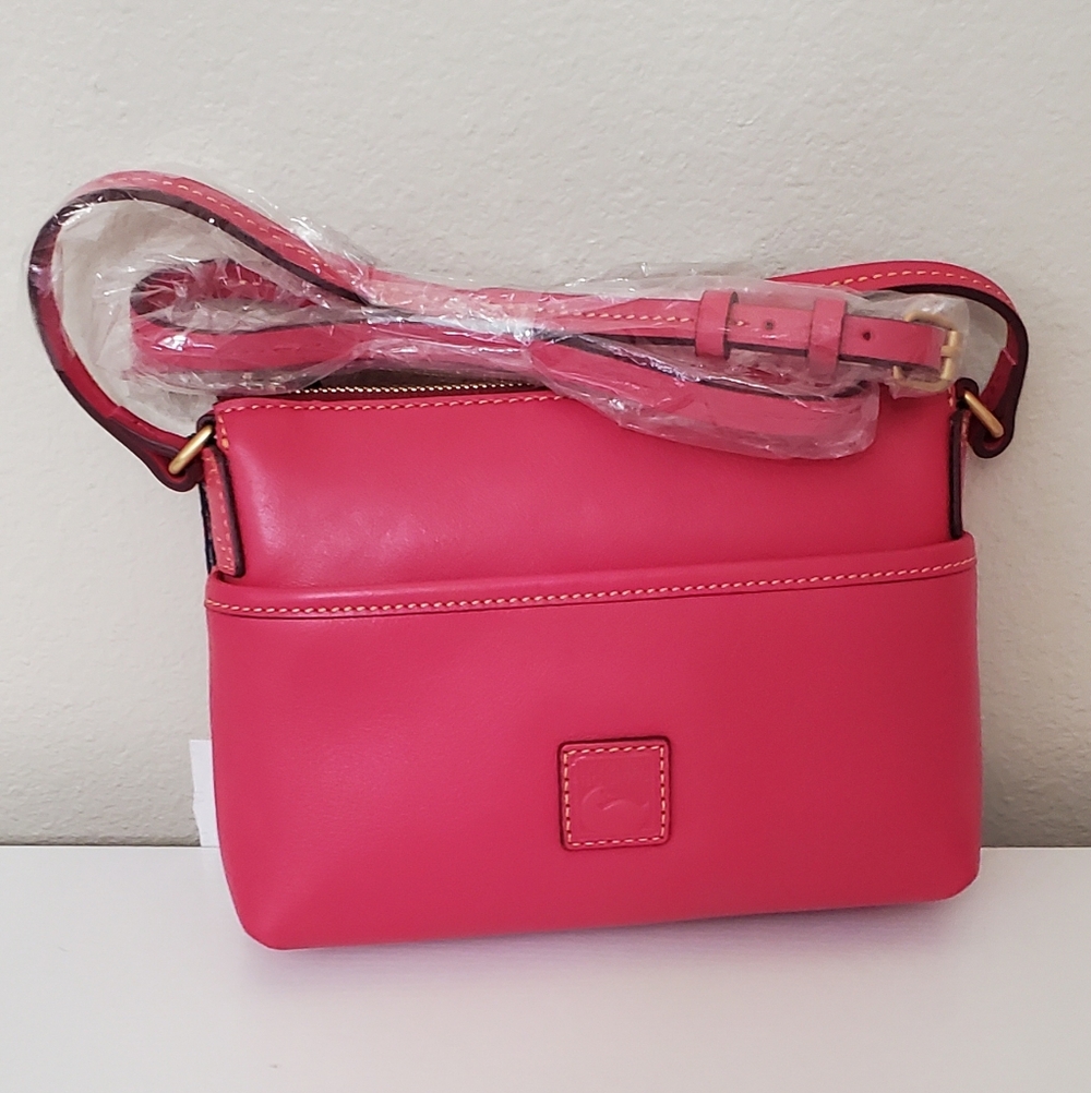 New Dooney & Bourke Katie Crossbody Florentine Leather Crossbody Fuchsia Pink